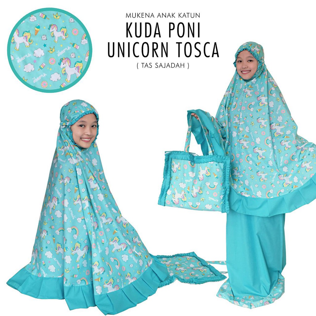 PUSAT MUKENA TASIK - MUKENA ANAK KATUN KUDA PONI UNICORN (TAS SAJADAH)