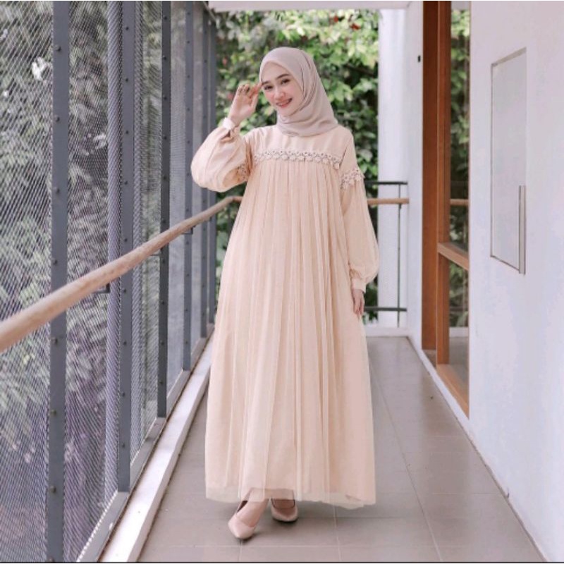 SHANUM Dress Maxy Gamis Muslim mix Tutu Tile Import Oufit