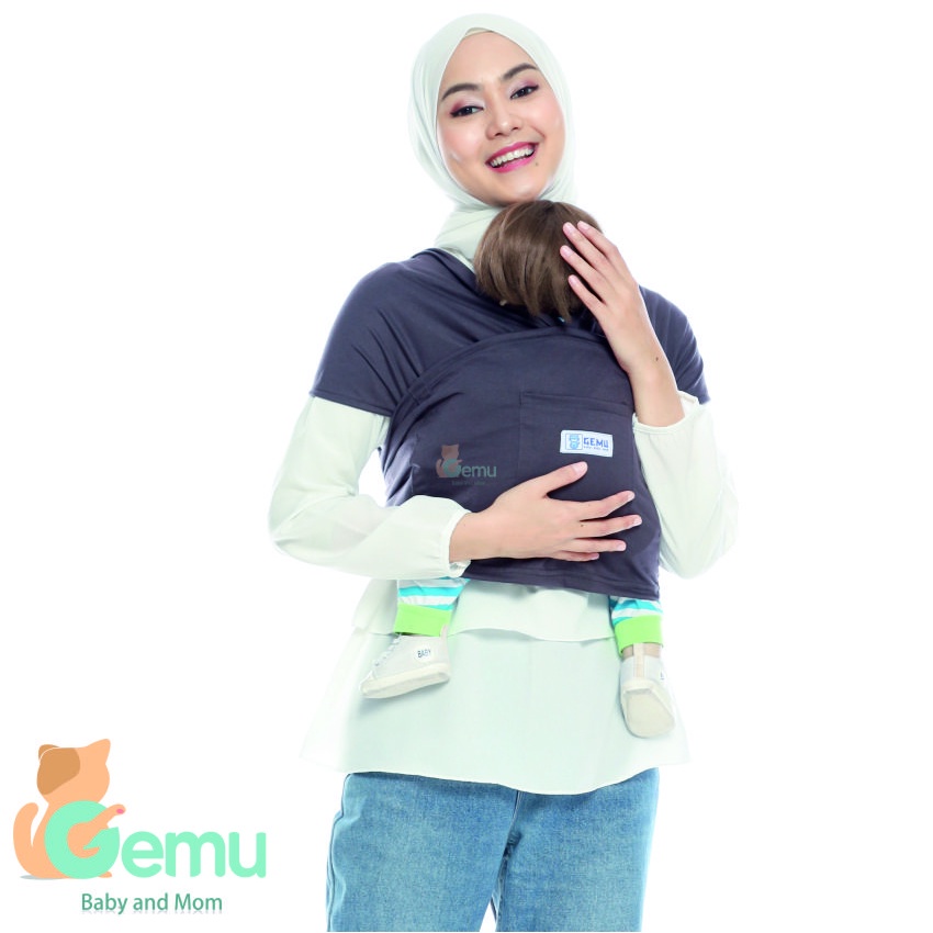 Gendongan Bayi Depan Samping M Shape Geos Gendongan Kaos Baby Wrap Instan with Sash Belt Premium GEMU