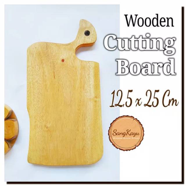 Wooden Cutting Board 12,5x25Cm Talenan kayu unik Rustic chopping board