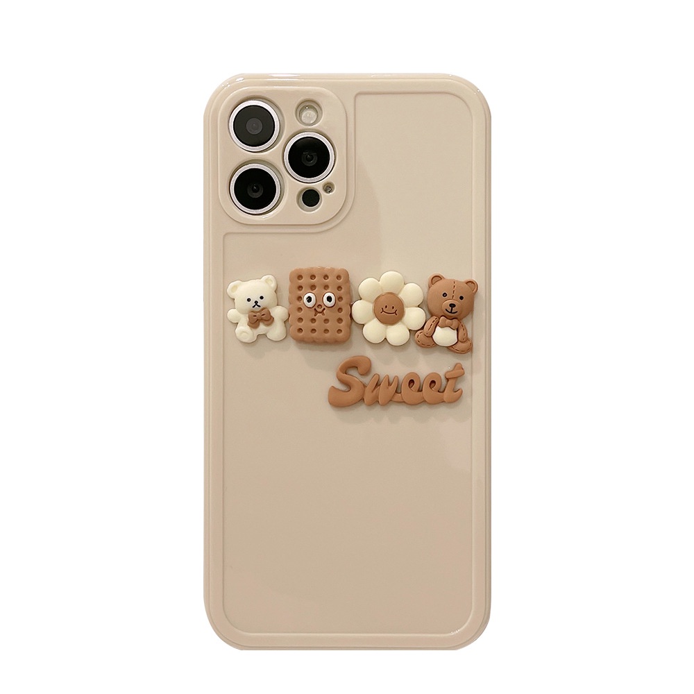 IPHONE Iphone14 13 12mini 11 Pro Max X XS XR 87 Plus 2020 SE 3d Cookie Bear Full Casing Pelindung