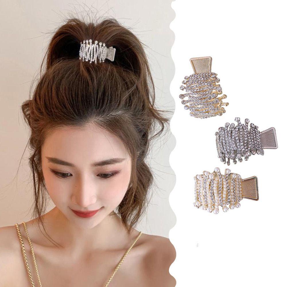 Agustina Mutiara Rambut Cakar Jepit Rambut Temperamen Sederhana Wanita Hiu Klip Hiasan Kepala Ponytail Holder Berlian Hiasan Kepala Gaya Korea Hair Clip