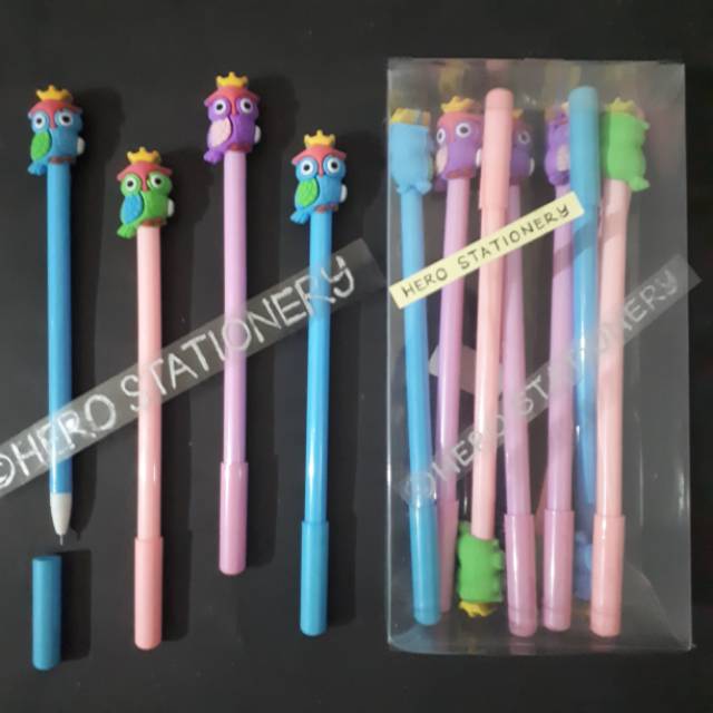 

Pen gel burung hantu imut 0.5 mm .12 pcs