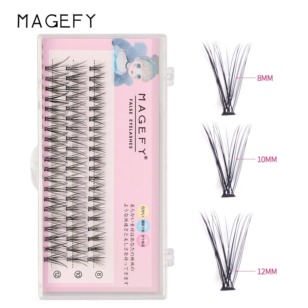 MAGEFY 3D Bulu Mata Eyelash Extension Tanam Eyelash Extension Fish Tail Panjang Campuran 80004