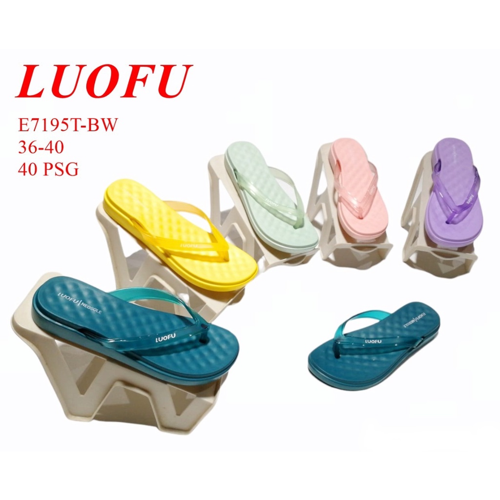 SANDAL JEPIT WANITA JELLY LUOFU (E7195T-BW)