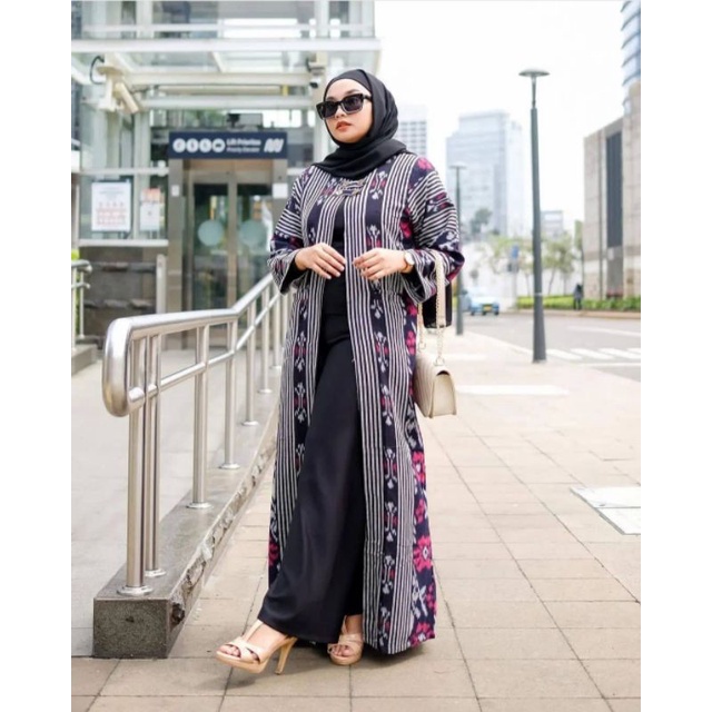 outer tenun - long outer - cardigan tenun - outer modern - long cardi etnik - cardigan panjang