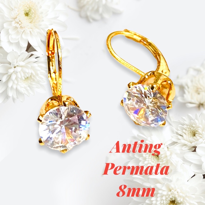 Anting wanita lapis emas // anting permata // anting replika emas berlian // perhiasan