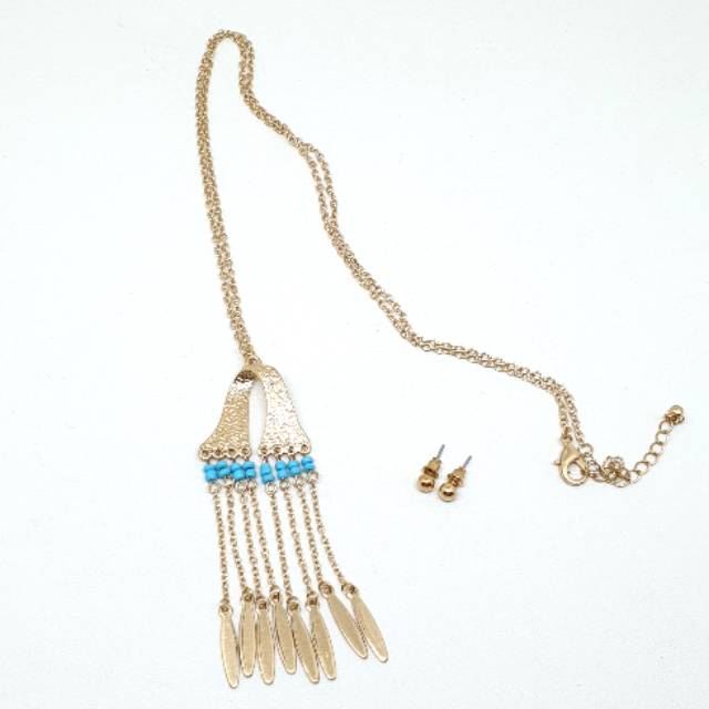 Kalung wanita korea aksesoris fashion handmade pita rantai panjang cocok untuk kebaya