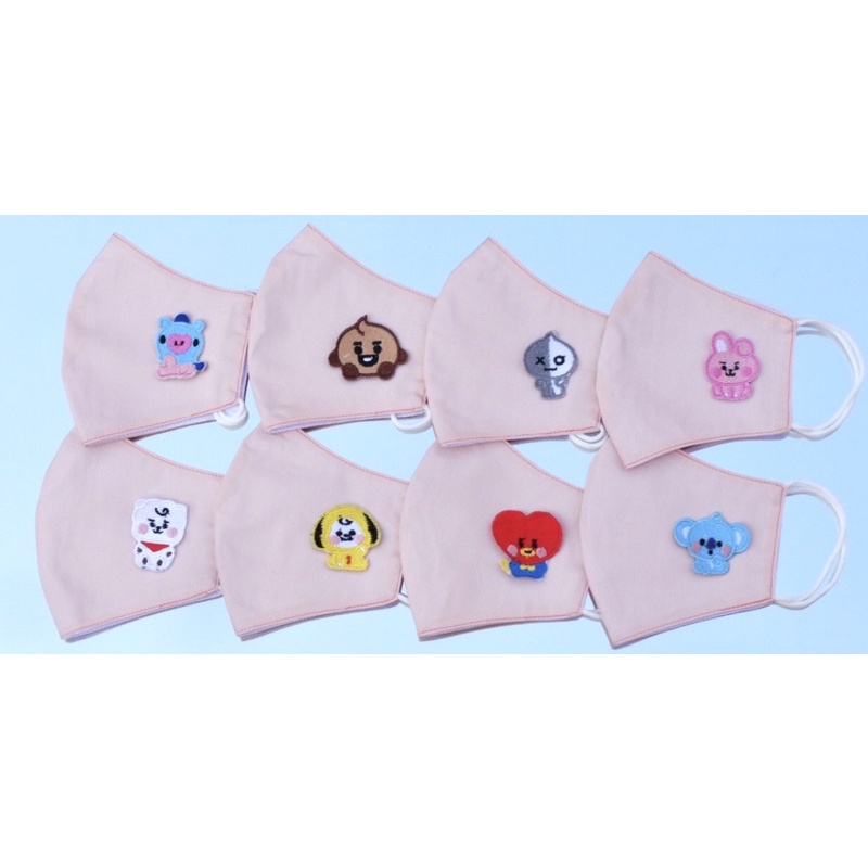 Masker kain patch bordir masker dewasa warna pink salem