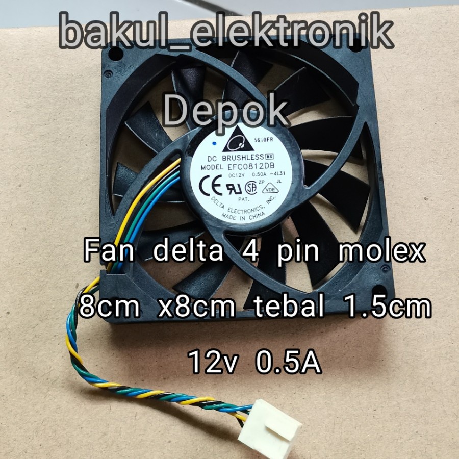 FAN PC DELTA 8CM 0.5A 4PIN