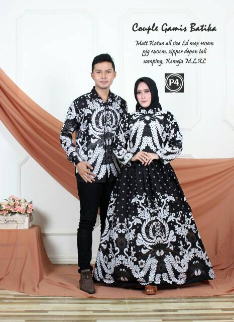 Couple batik gamis dan kemeja lengan panjang FASHION BATIK PRIA WANITA BATIK lebaran seragam batik u