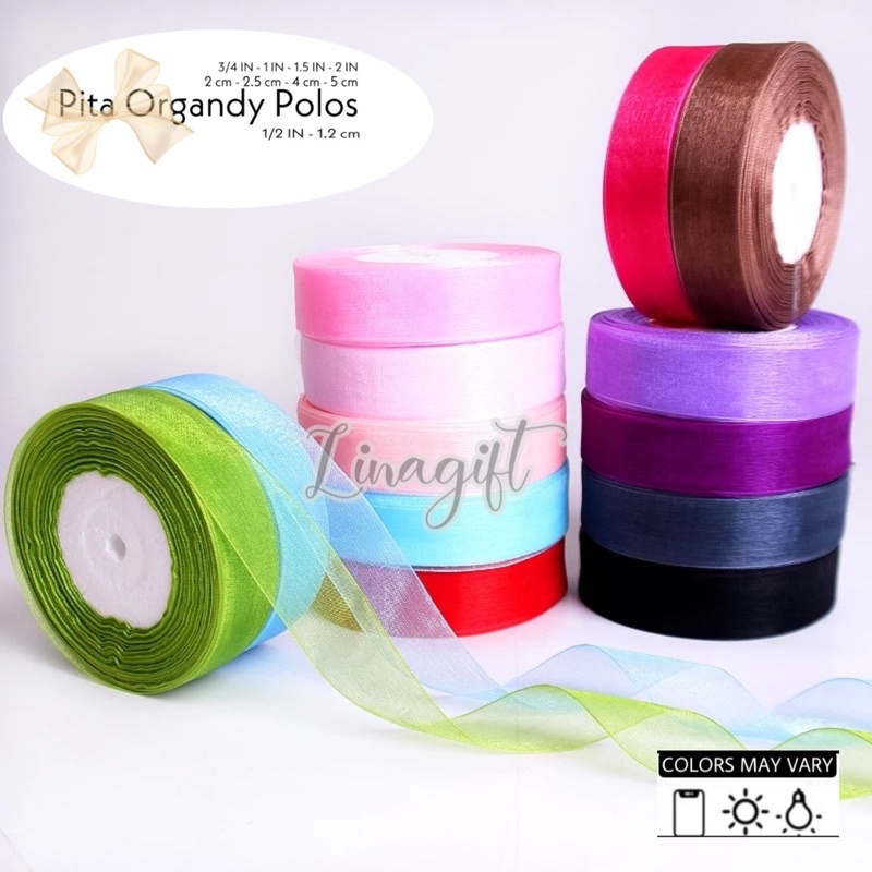 ( Rol 20 Yard ) SILK ORGANDY GIFT RIBBON 40MM 1.5 IN ( 4 CM ) - PITA KADO ORGANDI POLOS