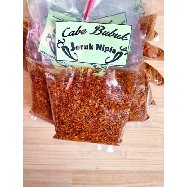 

cabe kering bubuk daun jeruk 250gram(10 pcs/set) serbuk | chili powder Aneka Snack