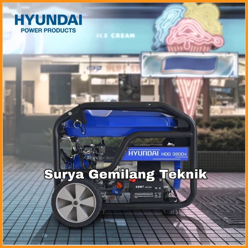 Genset Generator 3000Watt Hyundai Hdg 3800X Gasoline Bensin Stater