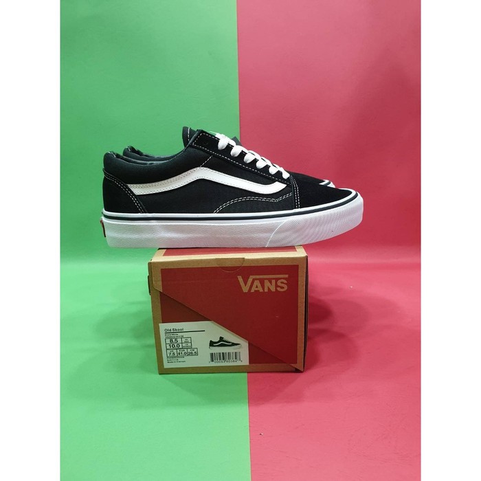 ASLI SEPATU VANS OLDSKOOL OLD SKOOL BLACK WHITE UNISEX -QUALITY - 42 SNEAKERS ORIGINAL