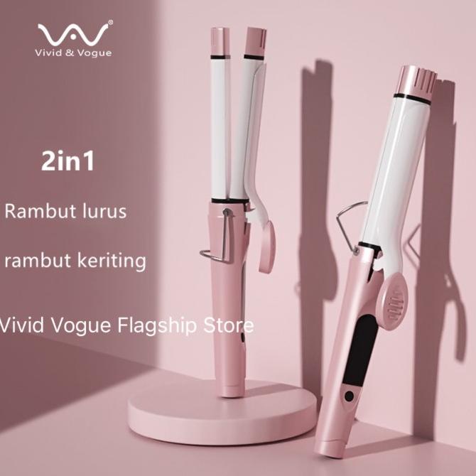 Vivid Vogue 2in1 Pelurus & Pengeriting Rambut Catokan Curly Lurus 32MM Star Seller Termurah