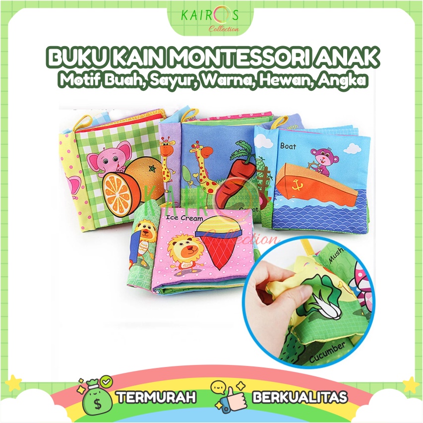 Buku Edukasi Anak Belajar Mengenal Huruf, Angka, Warna, Hewan, Buah, Sayur Soft Book Buku Kain