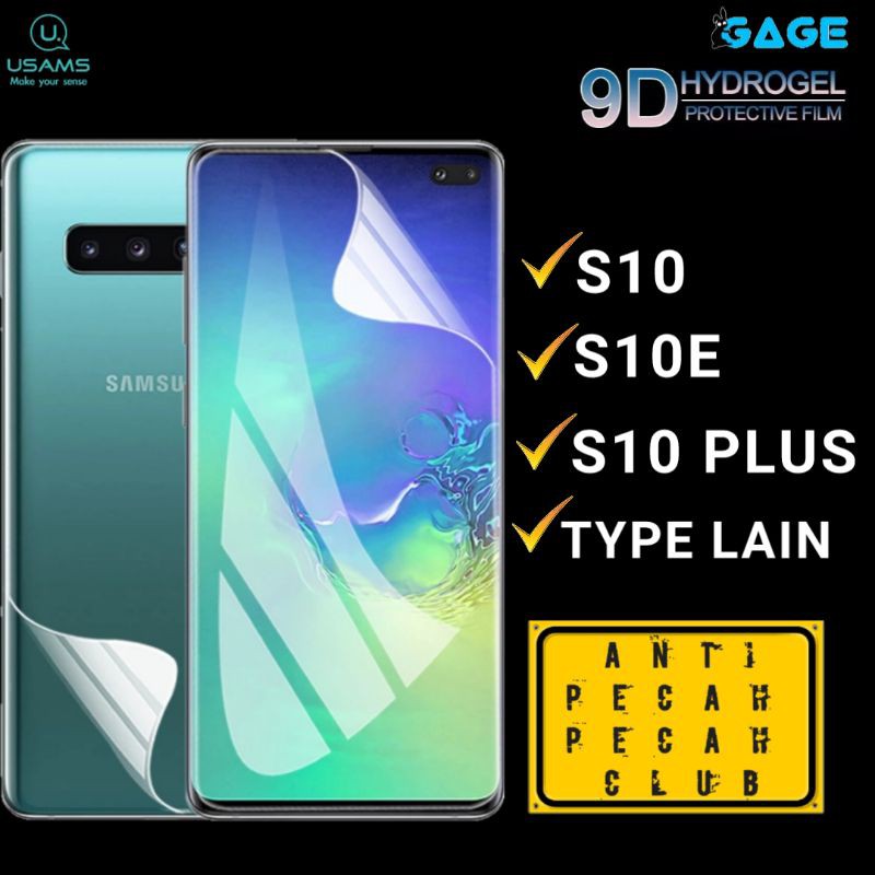 USAMS Hydrogel Film Nano Antigores Depan Belakang Samsung S10 S10ES10plus Screen Protector Original