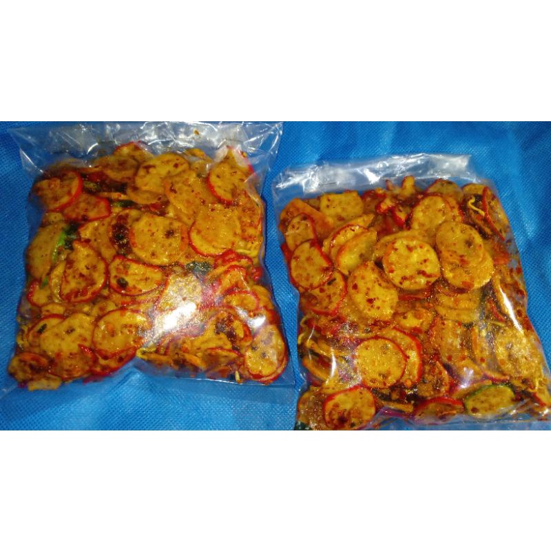 

Kerupuk Seblak Goreng wangi daun jeruk & kencur 150grm PEDAS Asin gurih