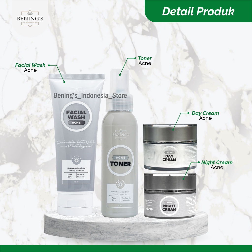 Bening Skincare Dr Oky Pratama Paket Acne Terbaik (Free Gift) Benings Skincare - Benings Clinic Paket Jerawat-1