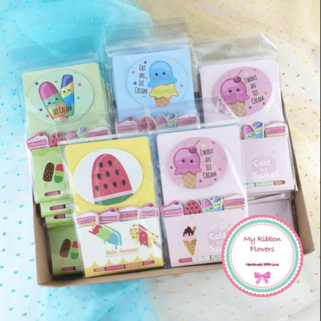 

Sticky Notes Memo Pad Kertas Pembatas Penanda Buku Catatan Gambar Ice Cream Lucu