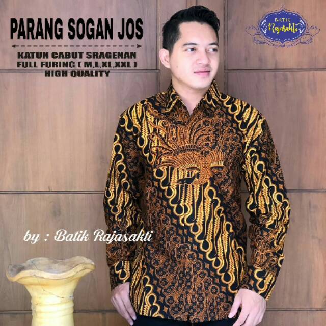 TOP SELLER HEM BATIK KATUN PRIA LENGAN PANJANG PARANG SOGAN JOSS ORI BATIK RAJASAKTI