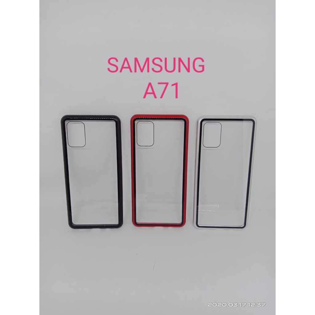 Magnetik case Samsung A71 Premium Glass 2 in 1