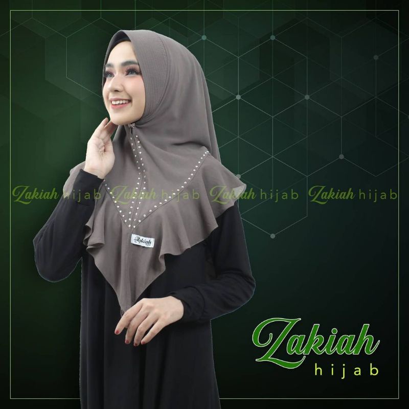 Khimar Hijab Jilbab Syari Kerudung Ori Zakiah Payet Swarovski Ceruty Premium Babydoll