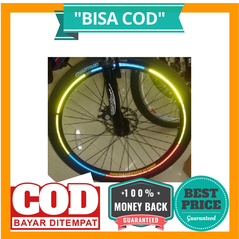 BISA COD Bicycle Wheel Reflective Sticker / Stiker Roda Sepeda 8 Strip - A-0001 - Yellow