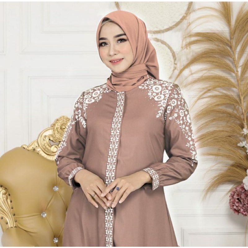 Gamis Kantun Terbaru | Gamis Katun Madina Renata PREMIUM  Toyobo Bordir Payet Permium | Gamis pesta 