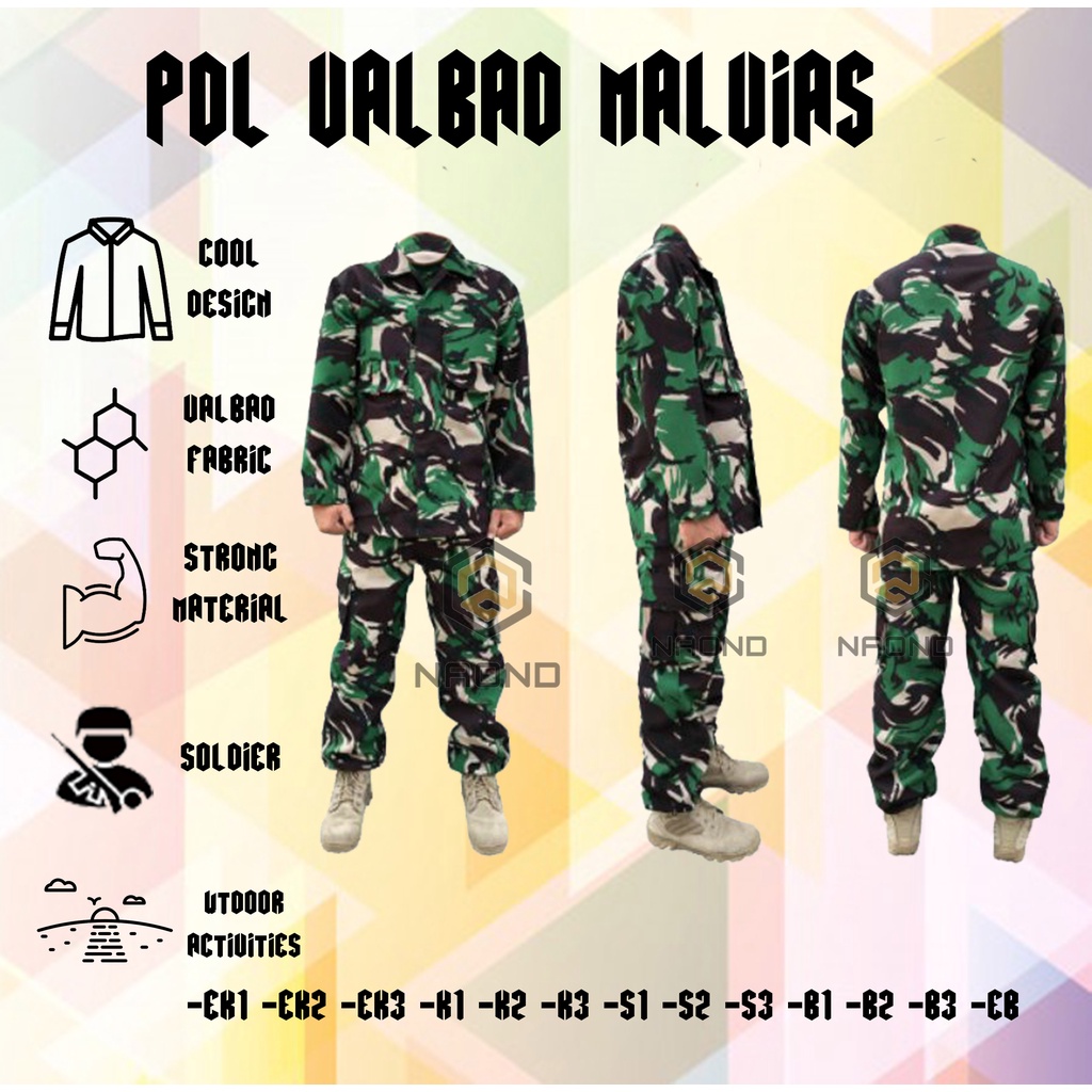 STELAN BAJU PDL DINIR MALVINAS/PDL TEMPUR VELBET PREMIUM/ PDL LORENG TNI DINIR