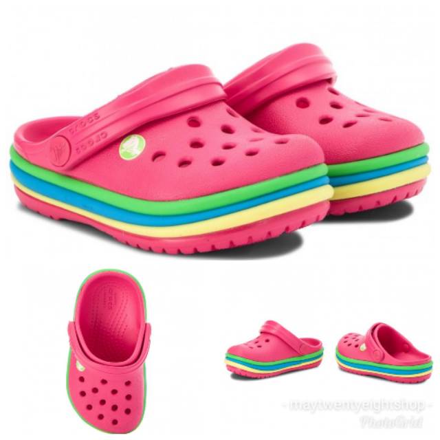 crocs rainbow sandals