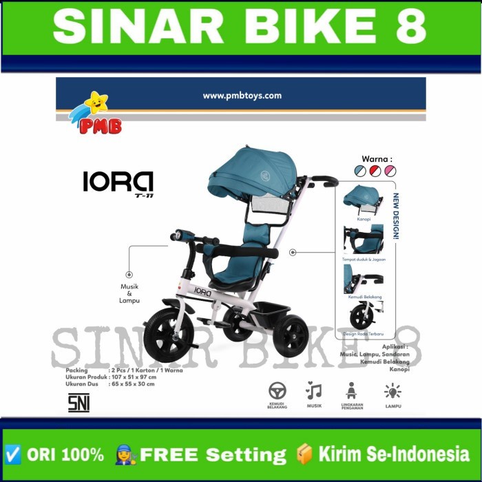 Sepeda Anak Roda Tiga  PMB IORA T-11 Musik Tricycle