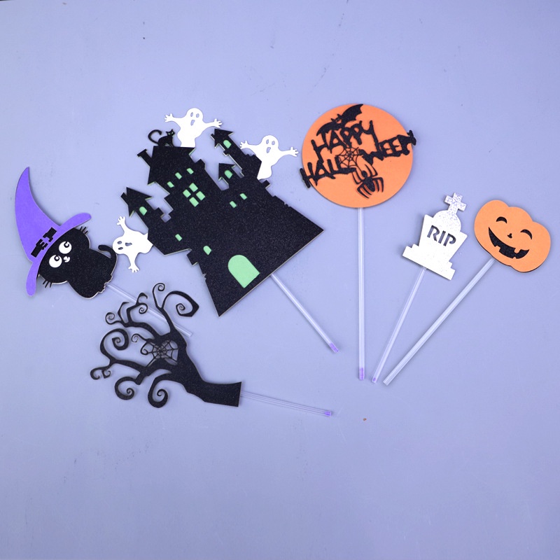 Topper Kue Desain Happy Halloween Untuk Dekorasi Pesta Ulang Tahun