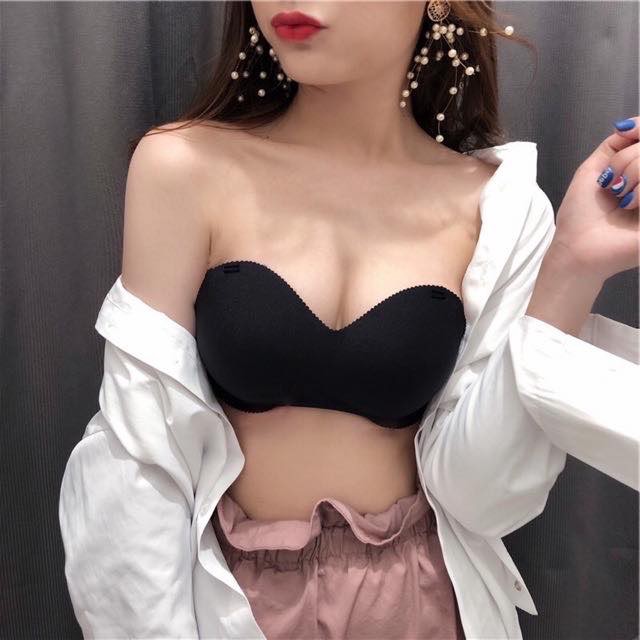 INFY- Push-up Bra BH Kemben Tipis Wanita Model Tanpa Kawat Plus Tali Penggait Bahan Halus Renda B047