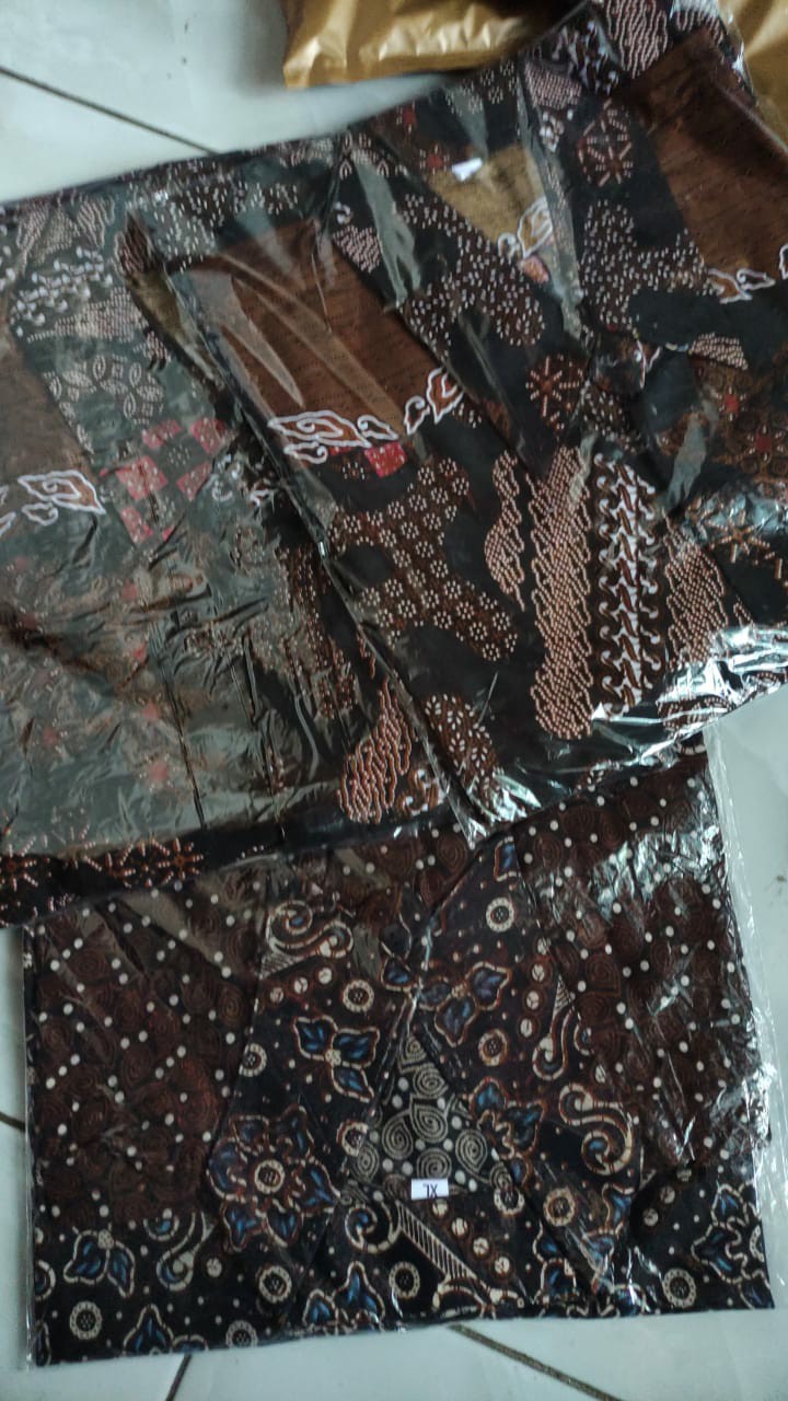 Kemeja Batik Semi Sutra Lengan Panjang M L Xl Xxl