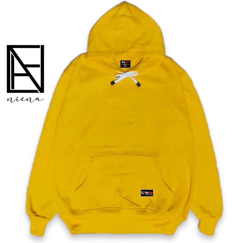 Sweater Hoodie Polos Kuning Sweter Hodie Pria Wanita Full Cotton Switer Cowok Cewek Polos Jumbo Ori