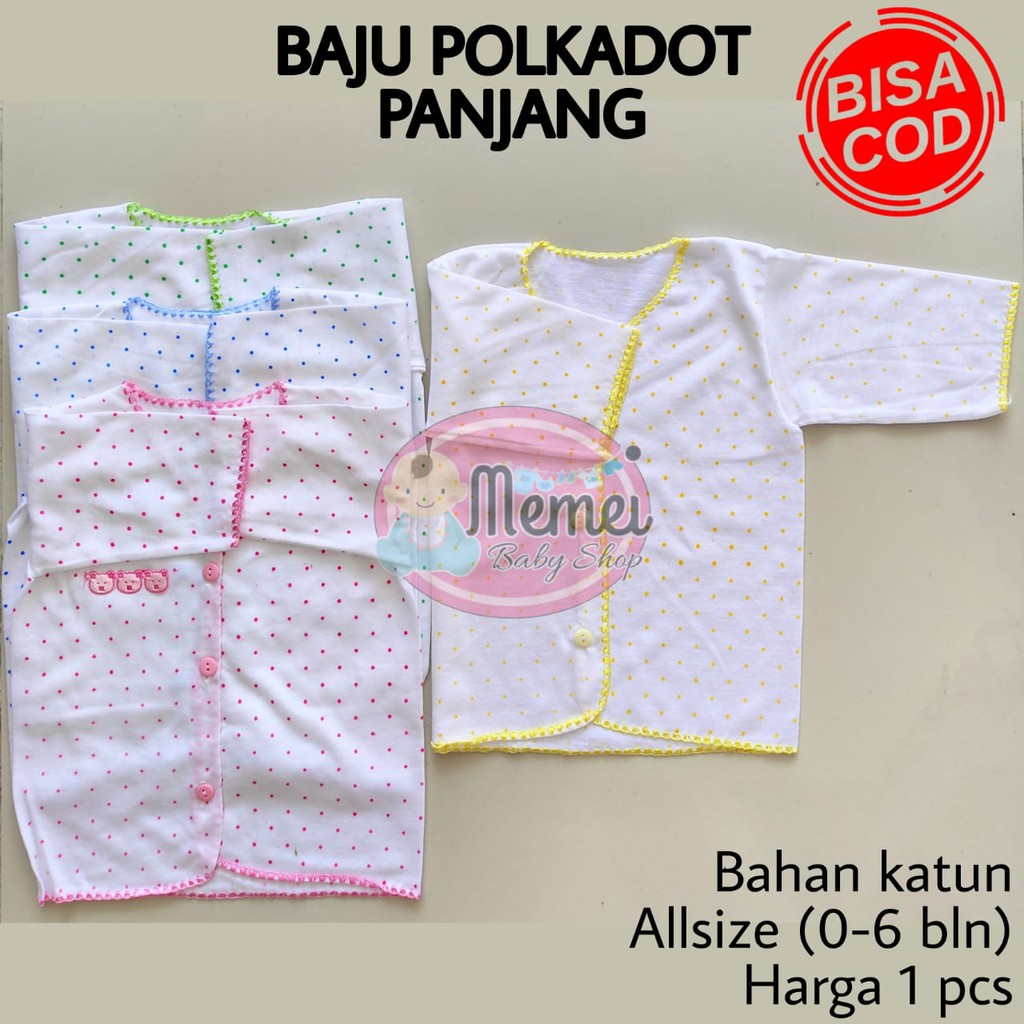 Baju bayi panjang POLKADOT halus lembut perlengkapan bayi lahir