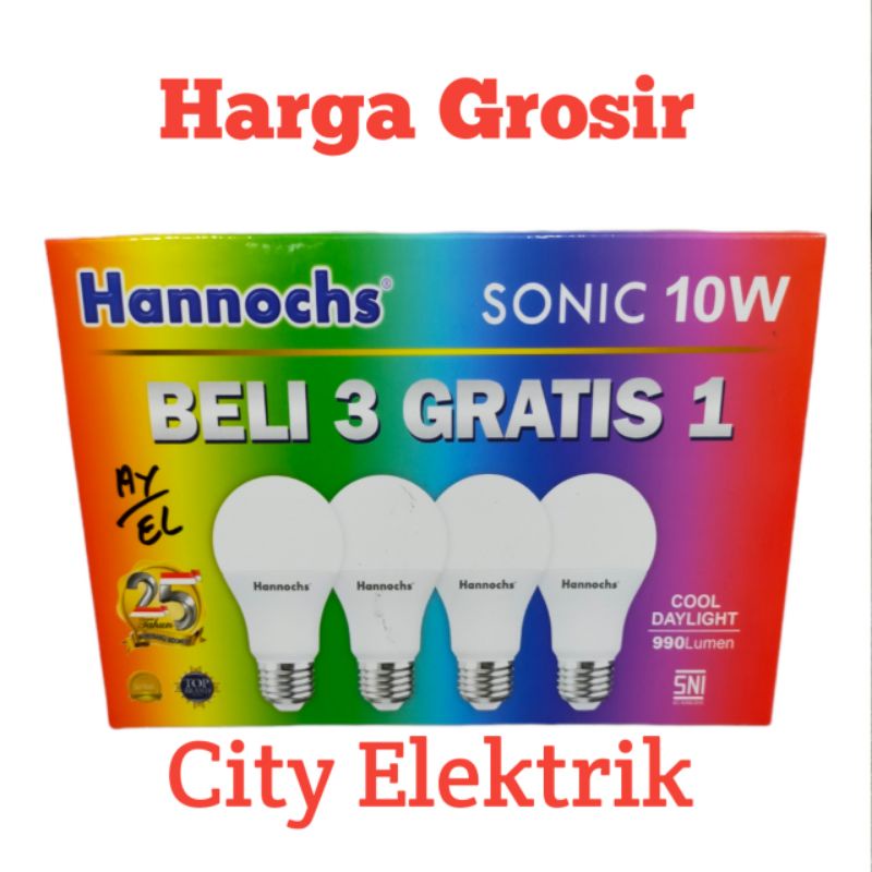 Hannochs Lampu LED Sonic BELI 3 GRATIS 1 ( 4pc ) 6 Watt, 10 Watt , 13 Watt, Bergaransi 1 Tahun