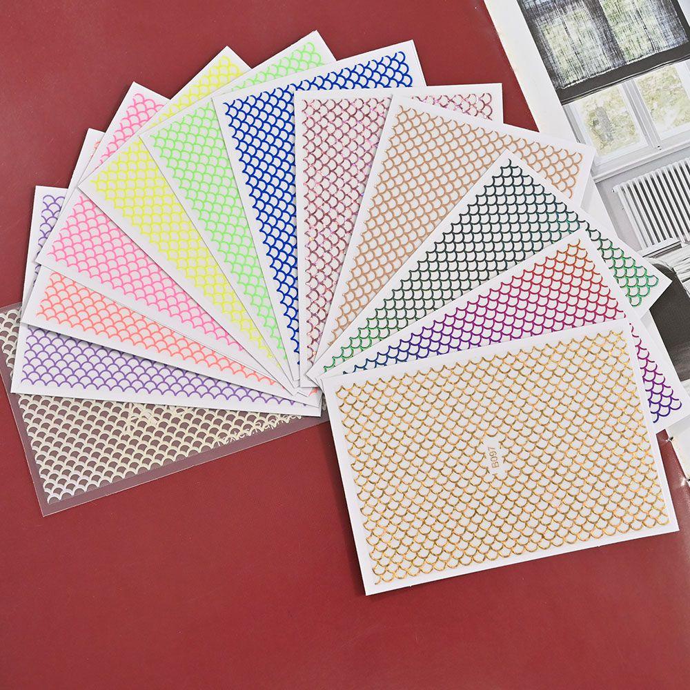 AUGUSTINA Agustin 3D Nail Art Sticker Set DIY Fashion Hologram Garis Desain Kerut Laser Dekorasi Kuku Perekat Diri Melubangi Patch Kuku