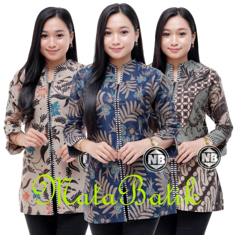 Atasan Blouse Batik MOSA Wanita Lengan Panjang Kancing Depan. Motif IDG Batik Pekalongan -272