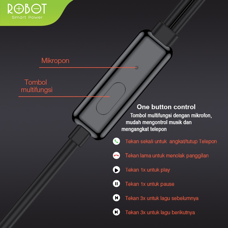 Headset Robot RE601S High-Definition Sound Headset Wired Earphone Bass Original RE 601S