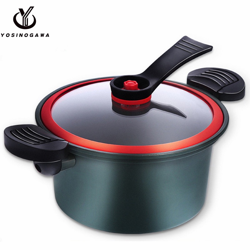 Panci Presto Teflon Pressure Cooker Pot Anti Lengket Panci Presto 3,5 Liter-yosinogawa