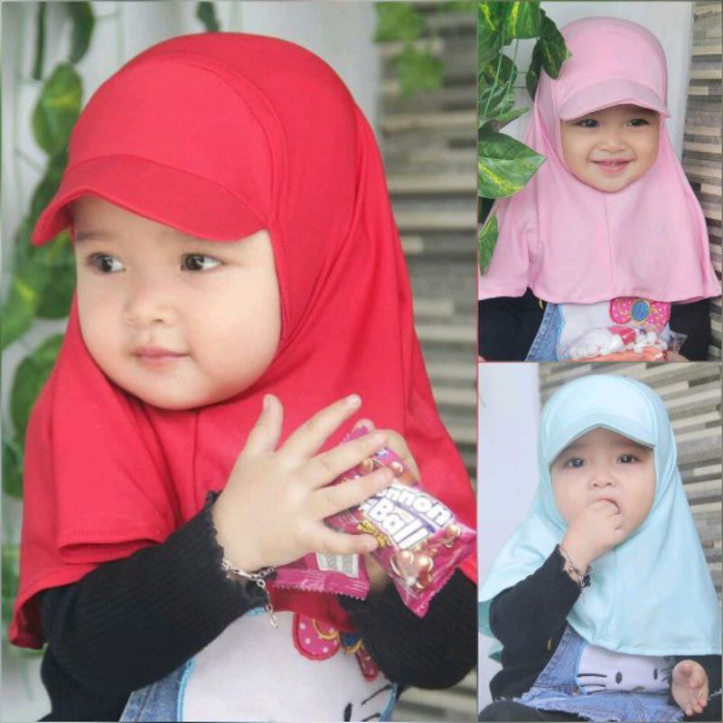 Jilbab Topi Anak/Jiltop Anak 0-2 Tahun