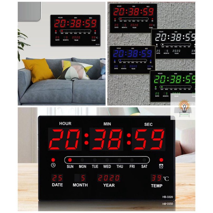 Jam Digital Dinding / Jam Digital Meja Clock LED Merah/ Biru/ Hijau JH 3222