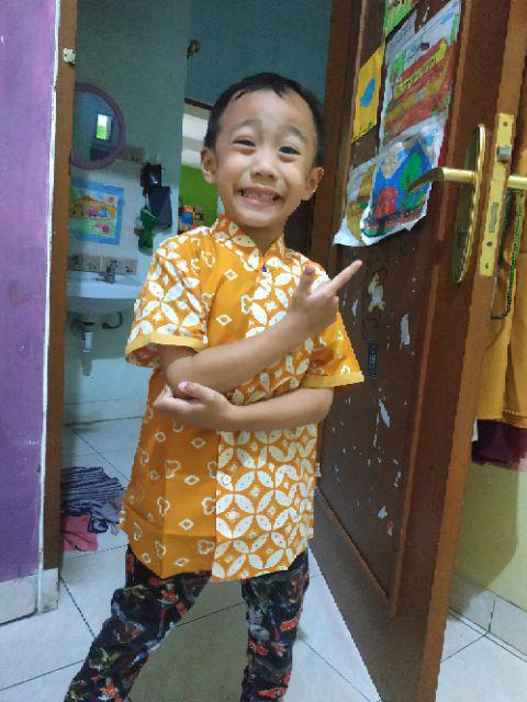 Kemeja Batik Anak Yellow Series By Rayhan Batik