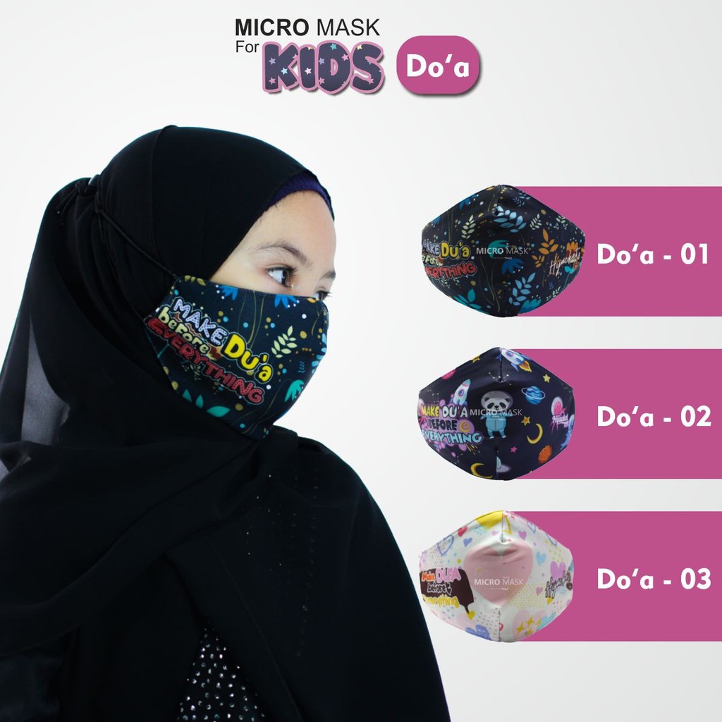 Masker Hijab Anak LUCU [ UNIXES ] BLOCK UP TO 70% VIRUS 2 PLY Proteksi Premium fleece & poly-fiber-Mask Doa Everything