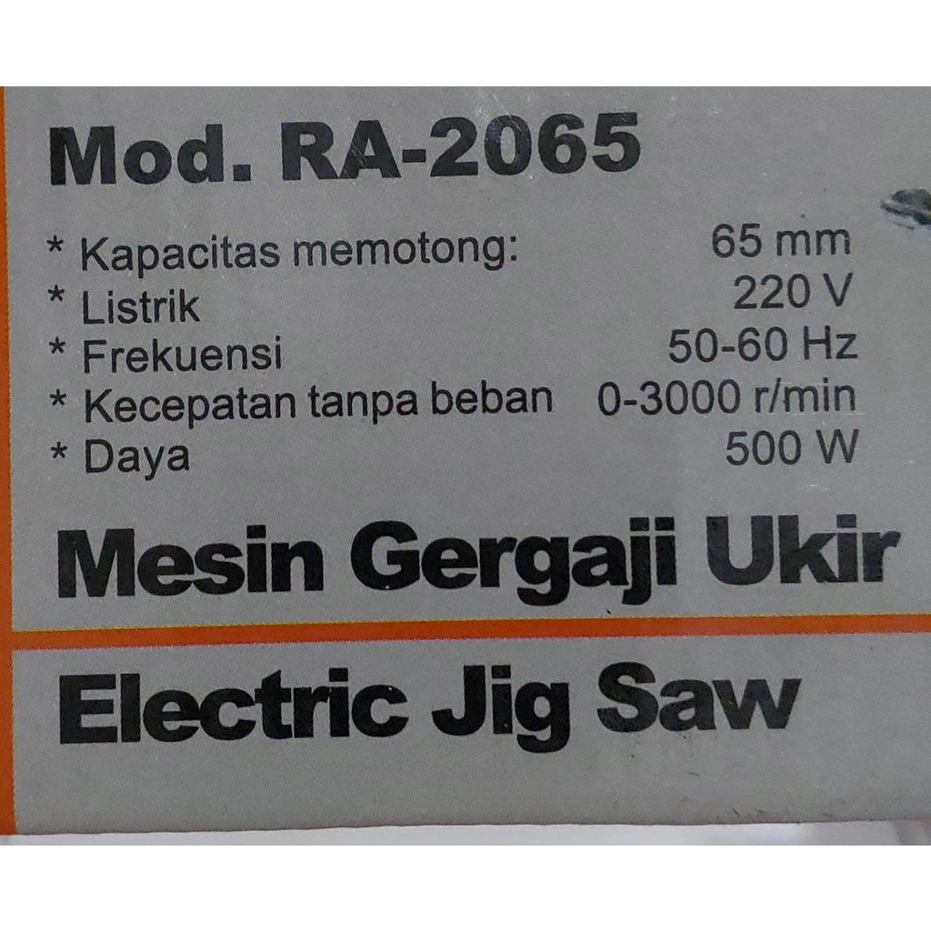 MESIN JIG SAW RA-2065 RYOTA