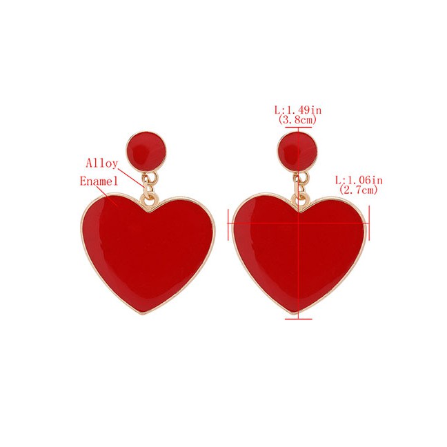 LRC Anting Tusuk Fashion Heart-shaped Alloy Oil Drop Geometric Earrings D92176