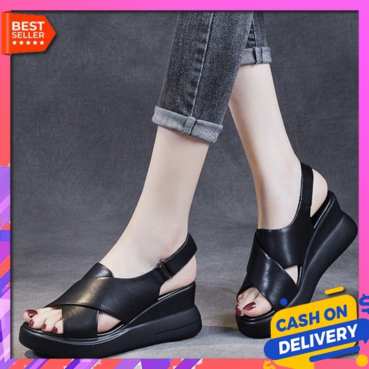 Wedges Sendal Wanita Terbaru 222  Sadal Jinjit Wejes Berkualita Sepatu Sandal Wedges Wanita
